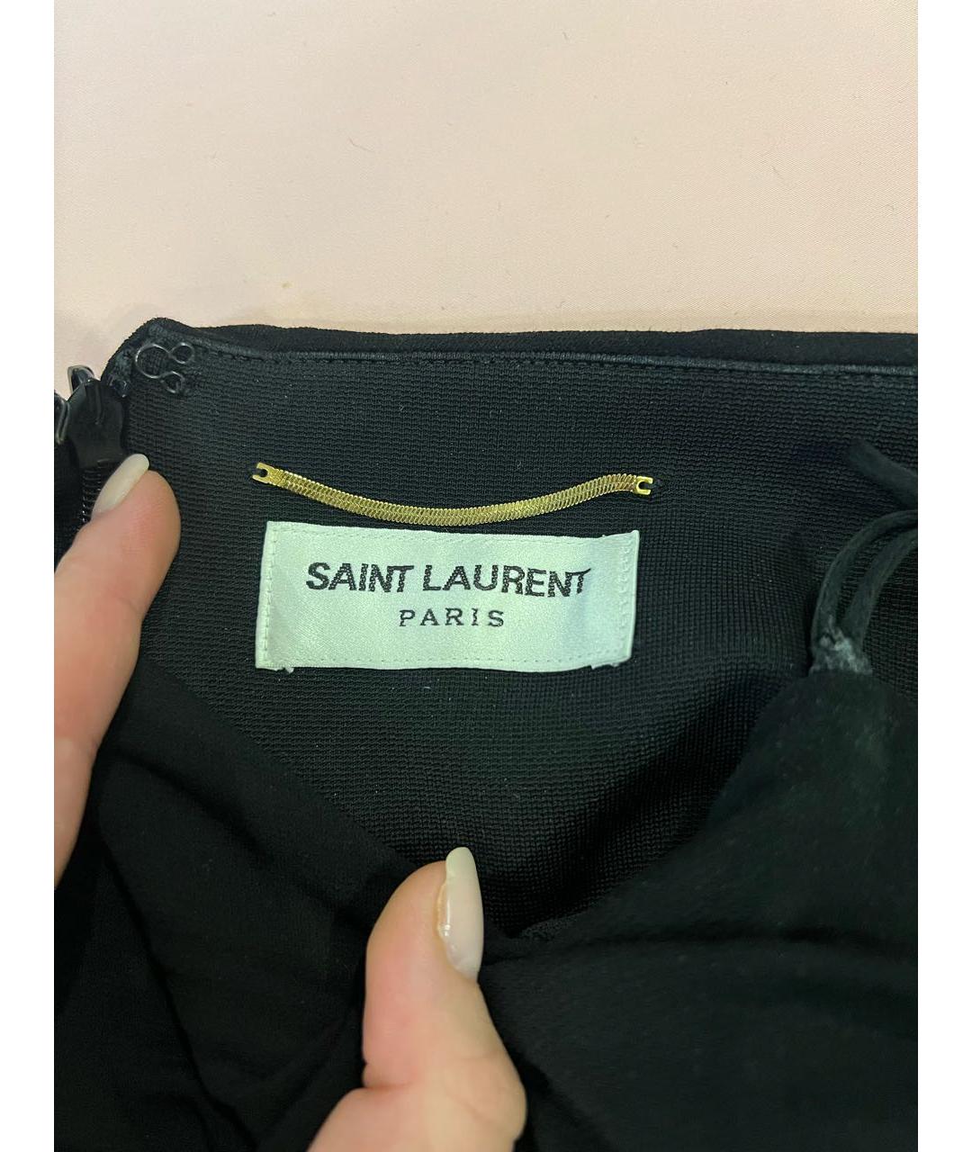 SAINT LAURENT Черное шифоновое вечернее платье, фото 3
