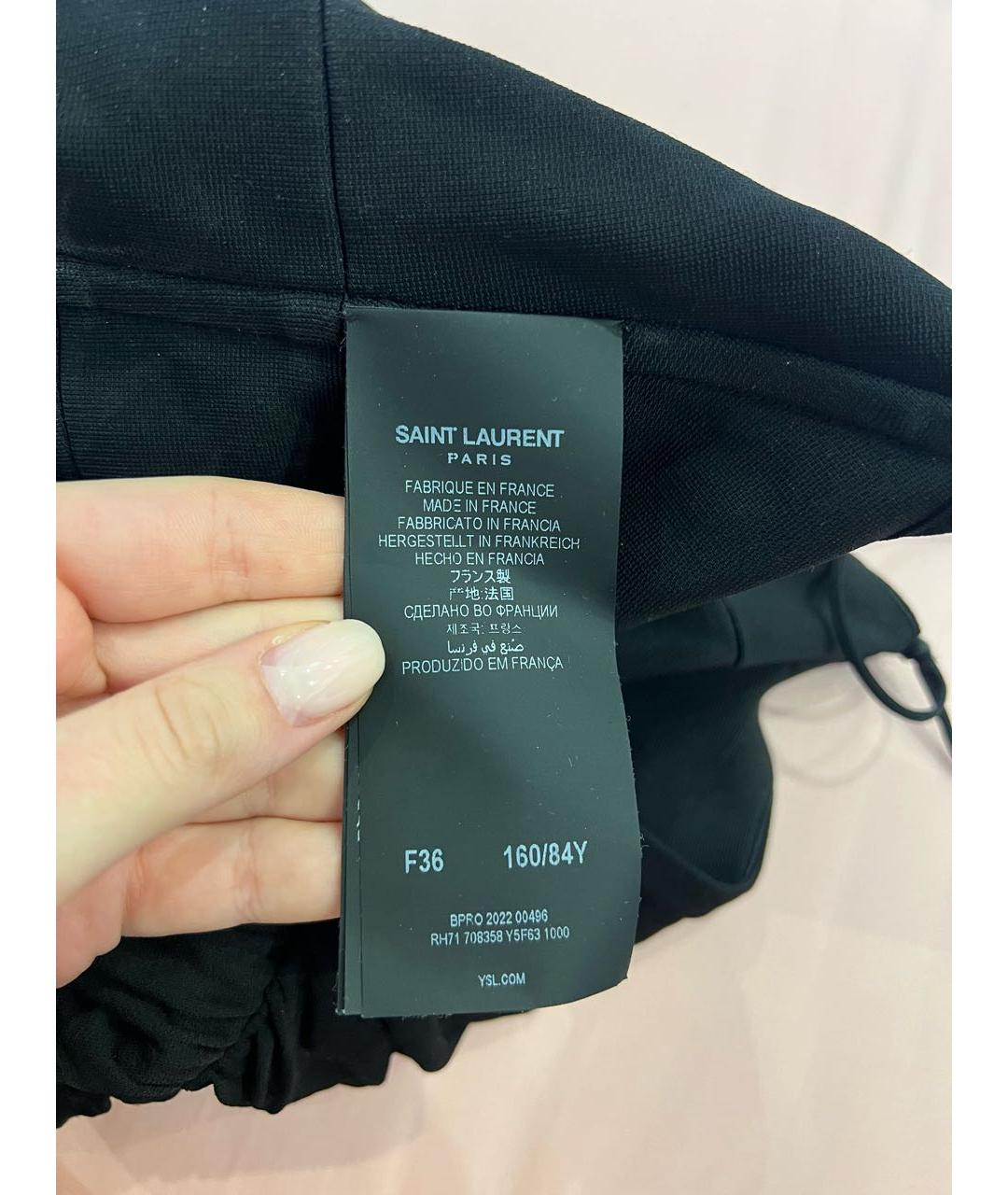 SAINT LAURENT Черное шифоновое вечернее платье, фото 4