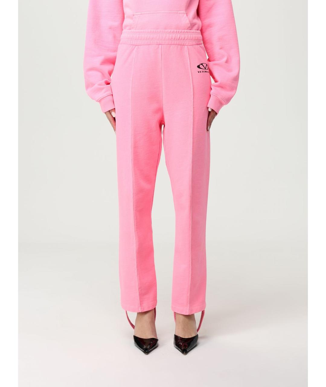 VETEMENTS Розовые хлопковые прямые брюки, фото 2
