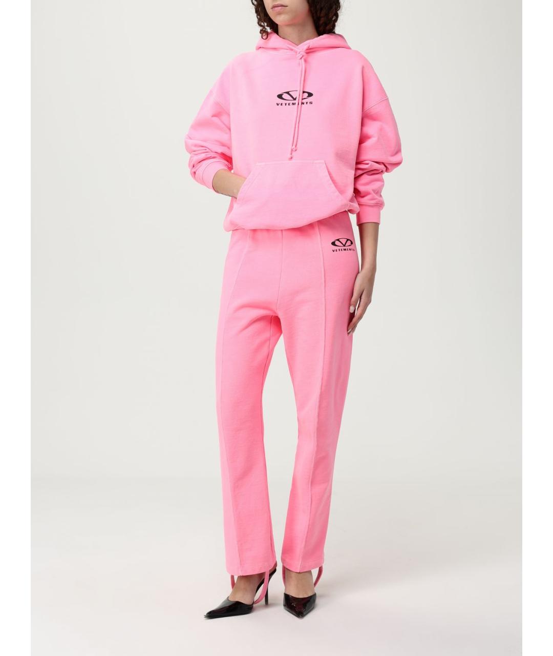 VETEMENTS Розовые хлопковые прямые брюки, фото 3