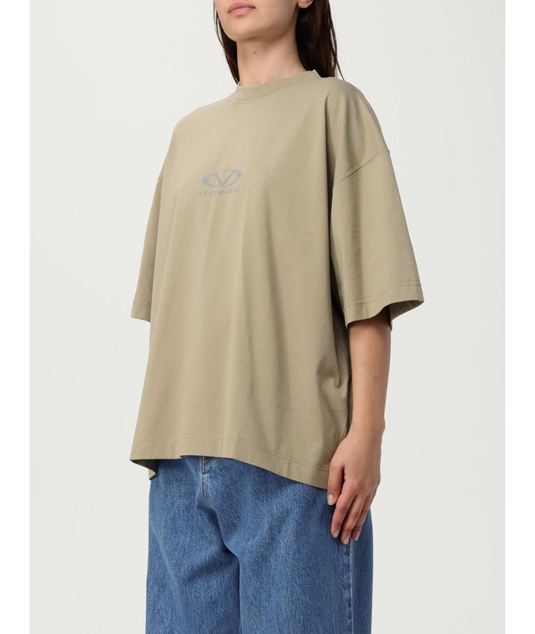 VETEMENTS Бежевая хлопковая футболка, фото 5