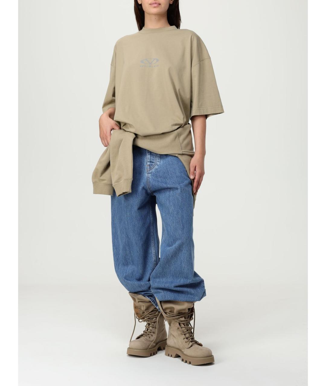 VETEMENTS Бежевая хлопковая футболка, фото 3