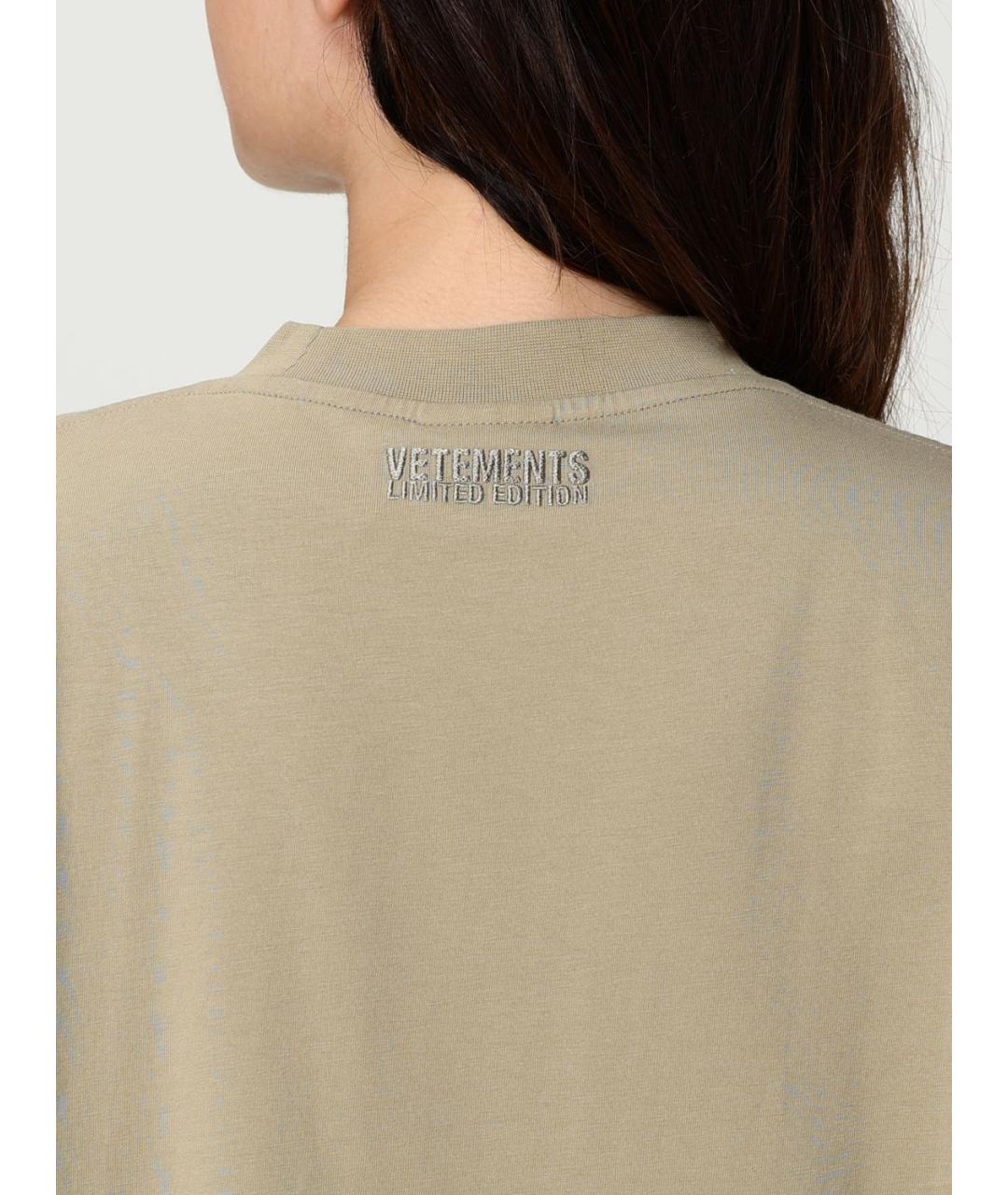 VETEMENTS Бежевая хлопковая футболка, фото 6