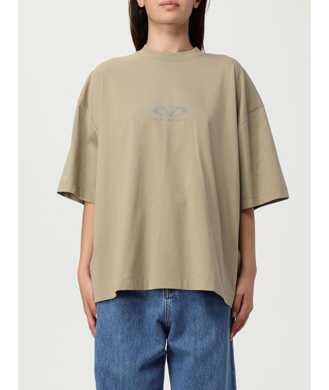 VETEMENTS Бежевая хлопковая футболка, фото 2
