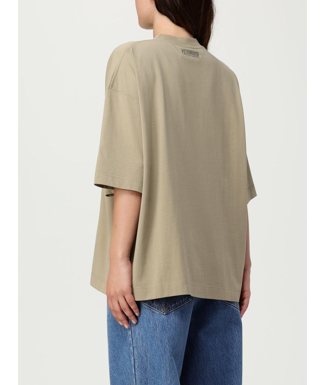 VETEMENTS Бежевая хлопковая футболка, фото 4