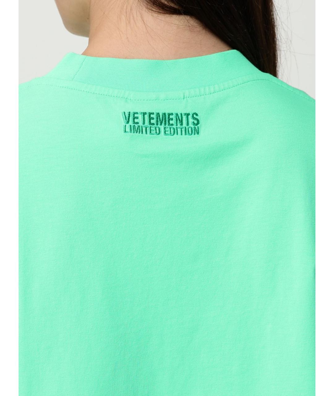 VETEMENTS Зеленая хлопковая футболка, фото 6