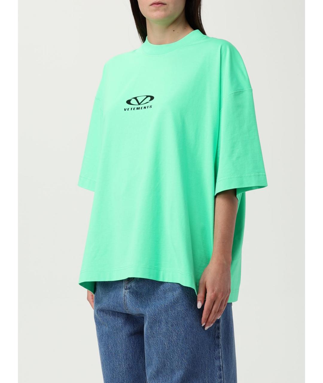 VETEMENTS Зеленая хлопковая футболка, фото 5