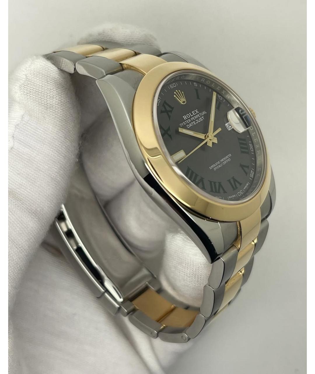 ROLEX Серые часы из желтого золота, фото 4