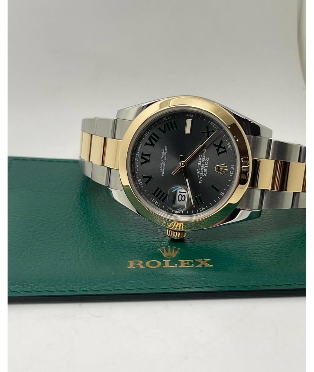 ROLEX Серые часы из желтого золота, фото 5