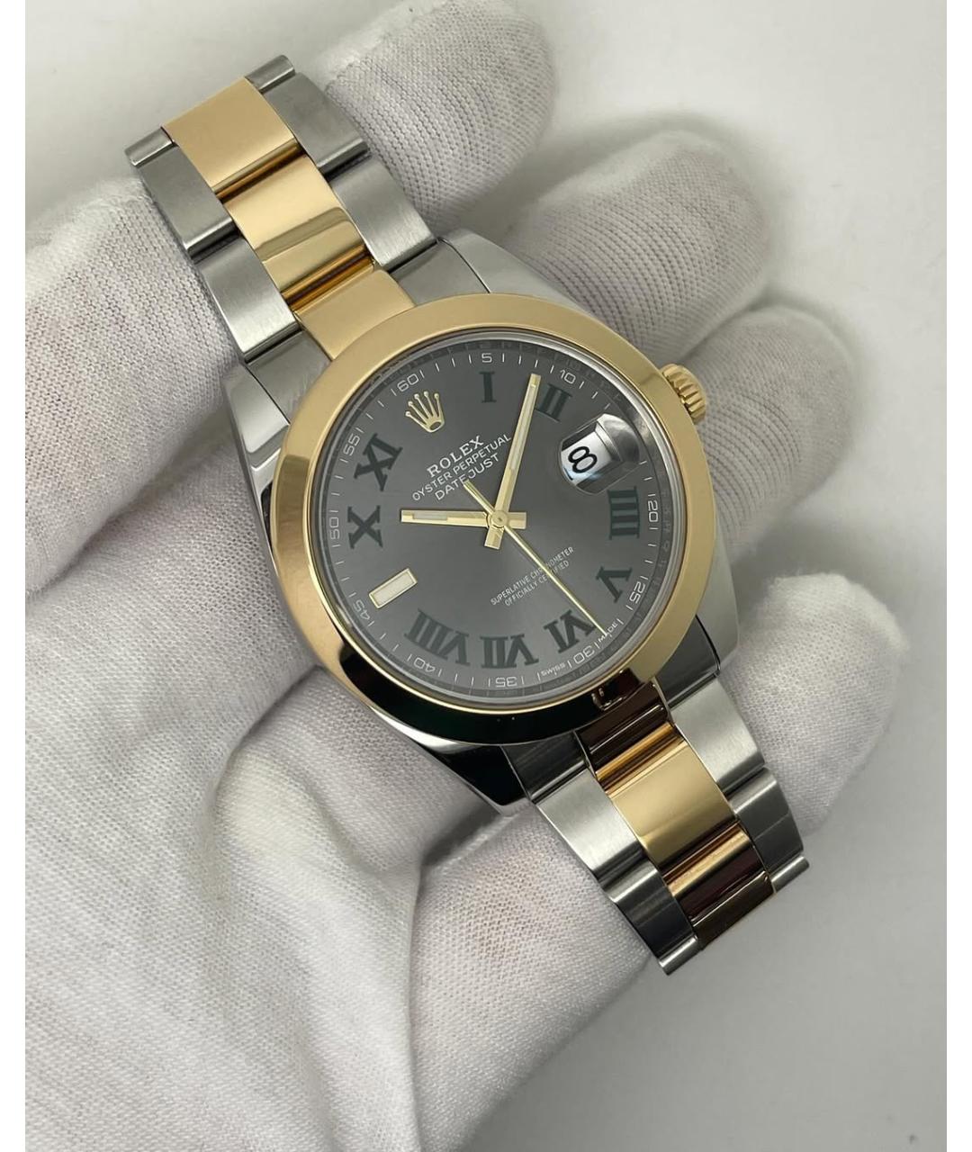 ROLEX Серые часы из желтого золота, фото 2