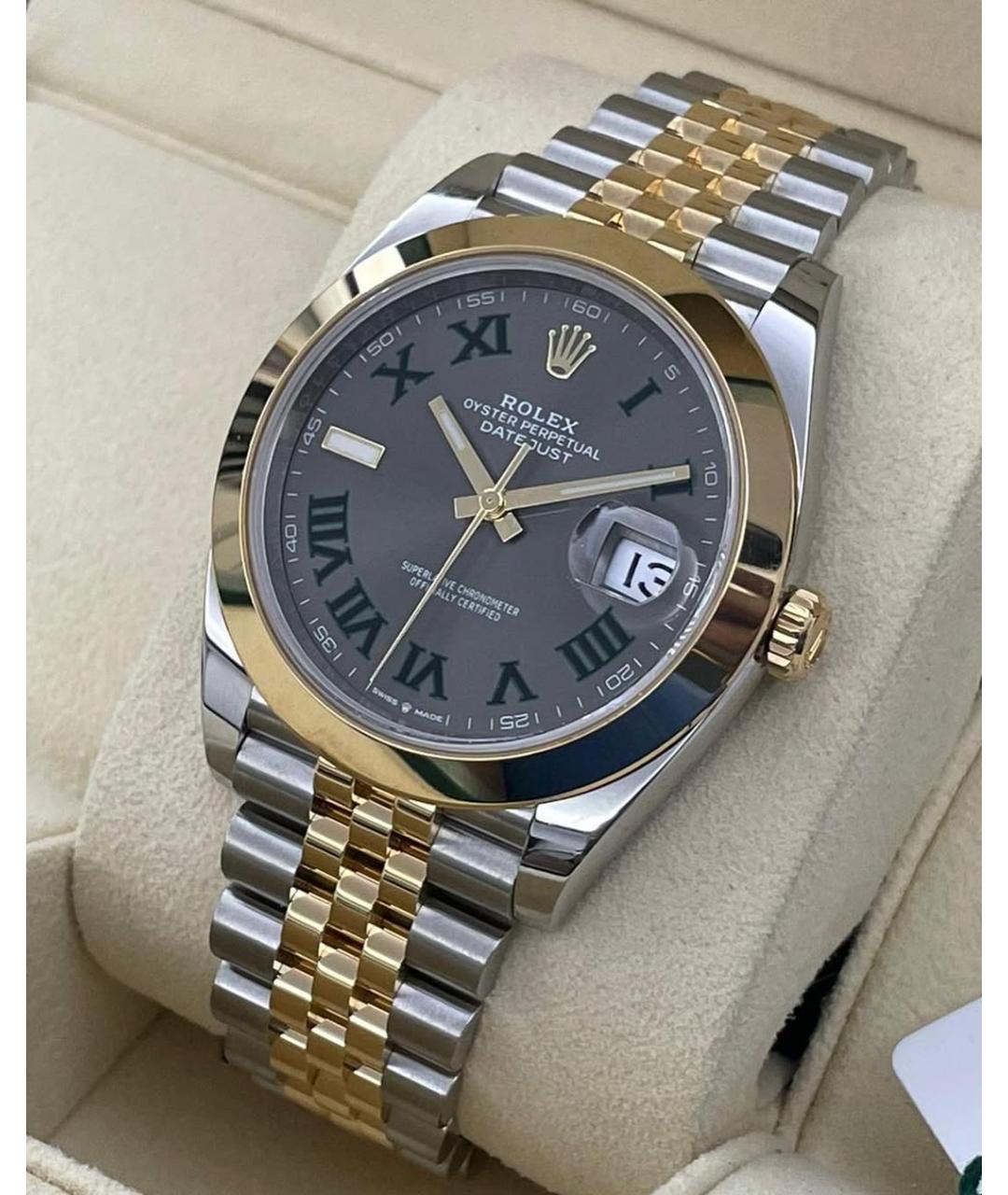 ROLEX Серые часы из желтого золота, фото 4