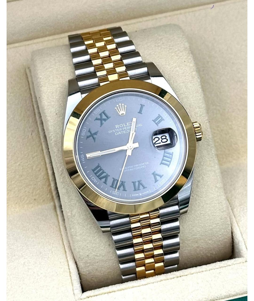 ROLEX Серые часы из желтого золота, фото 5