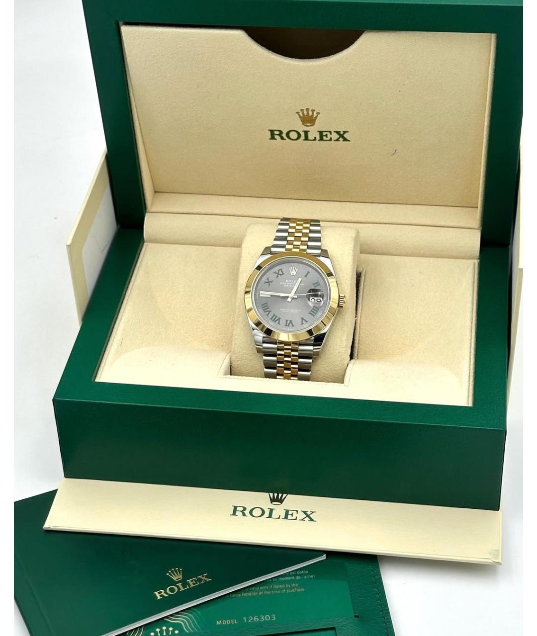 ROLEX Серые часы из желтого золота, фото 6