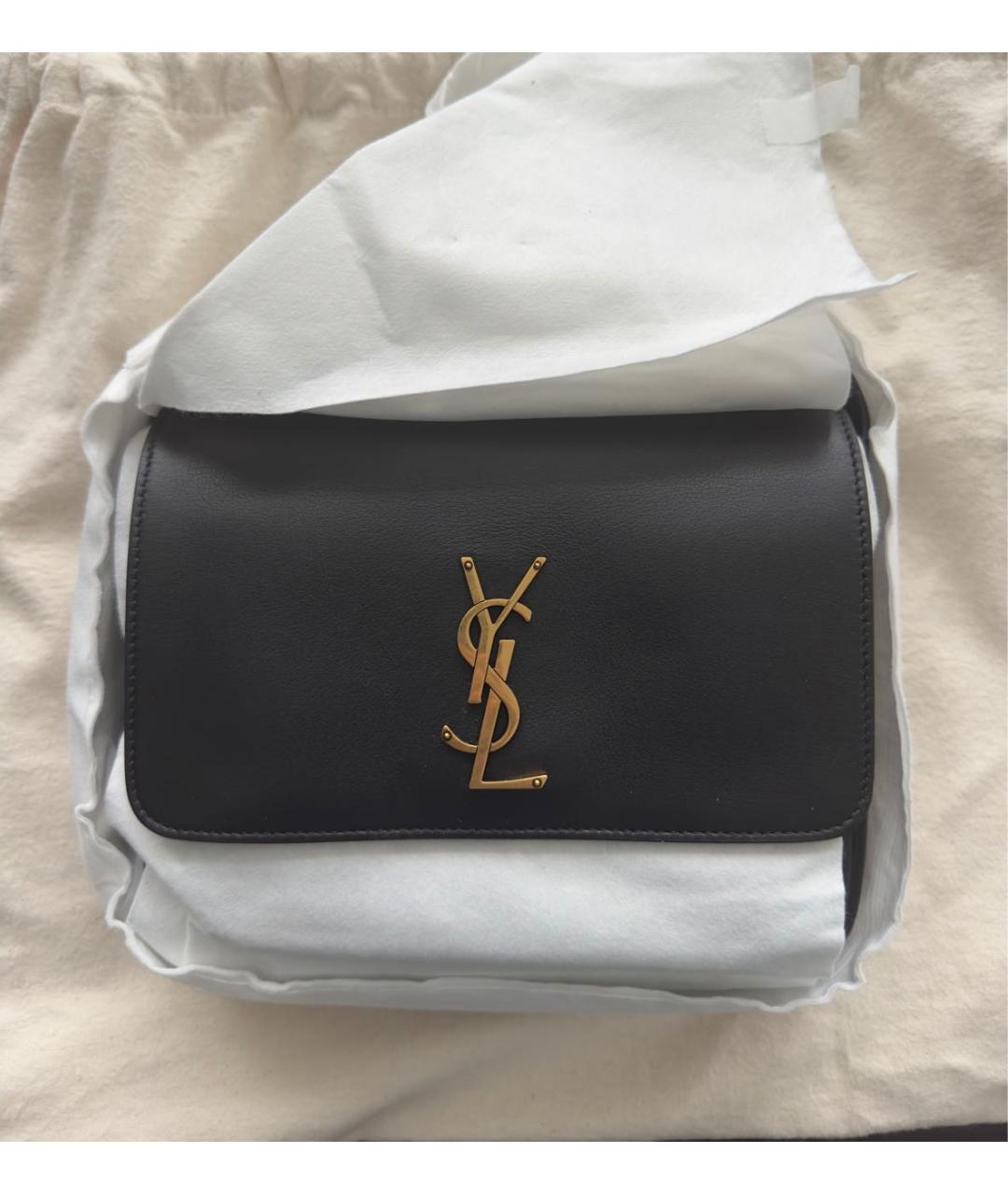 SAINT LAURENT Черная кожаная сумка через плечо, фото 2