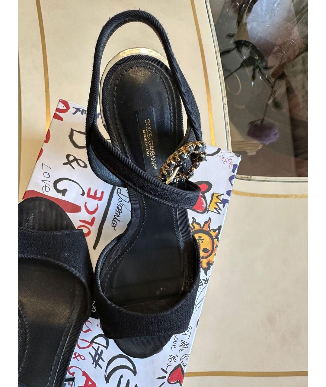 DOLCE&GABBANA Черные текстильные босоножки, фото 3