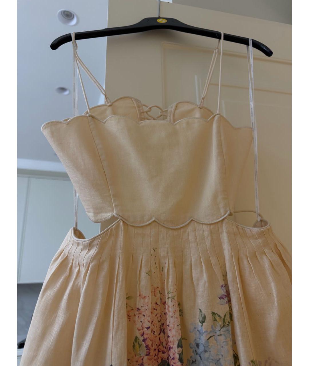 ZIMMERMANN Бежевый льняной сарафан, фото 3