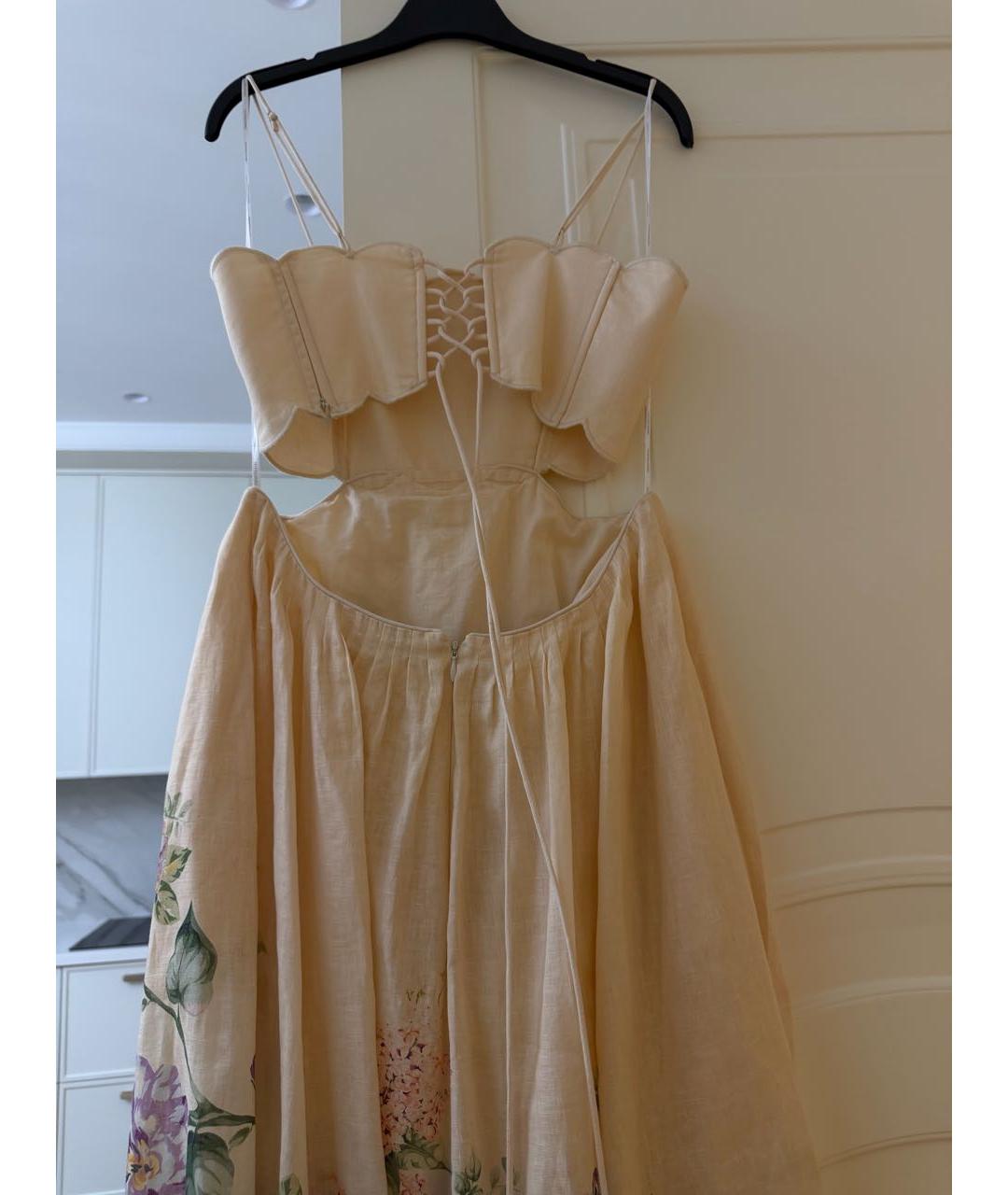 ZIMMERMANN Бежевый льняной сарафан, фото 2