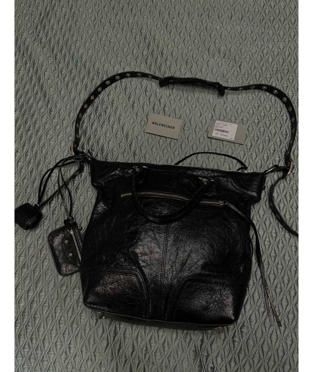 BALENCIAGA Черная кожаная сумка на плечо, фото 2