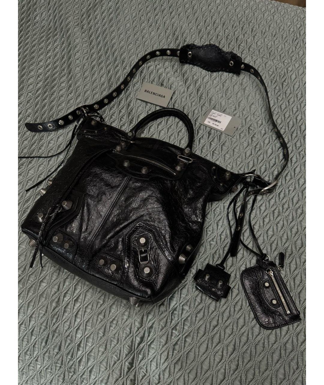 BALENCIAGA Черная кожаная сумка на плечо, фото 7