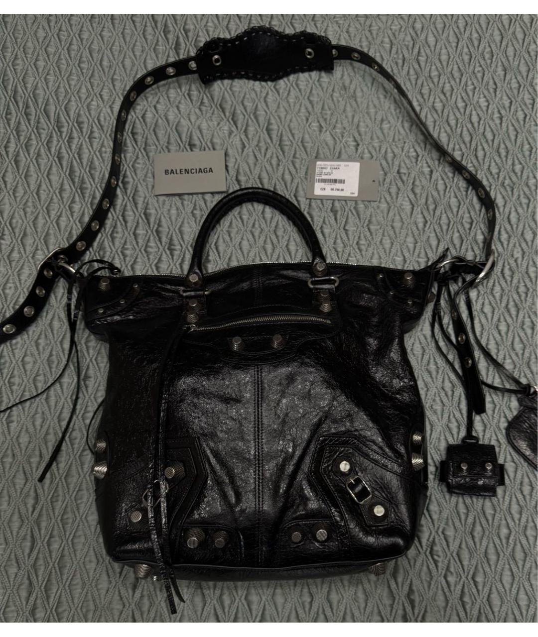 BALENCIAGA Черная кожаная сумка на плечо, фото 3
