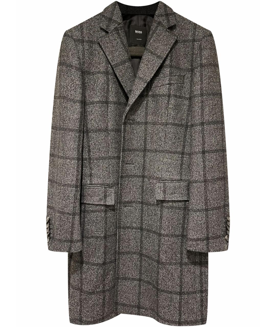 HUGO BOSS Серое шерстяное пальто, фото 1