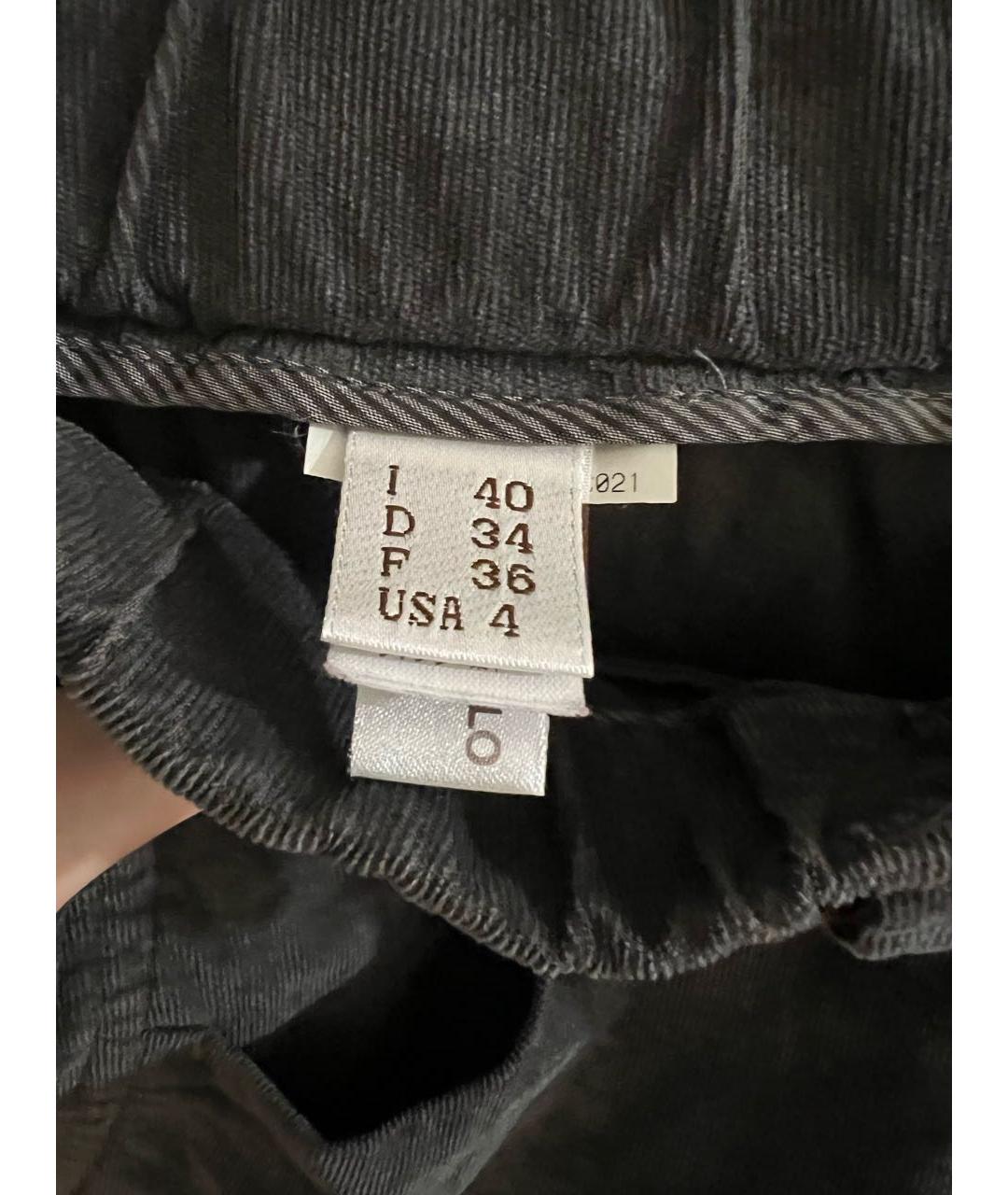 BRUNELLO CUCINELLI Антрацитовые хлопковые брюки широкие, фото 4