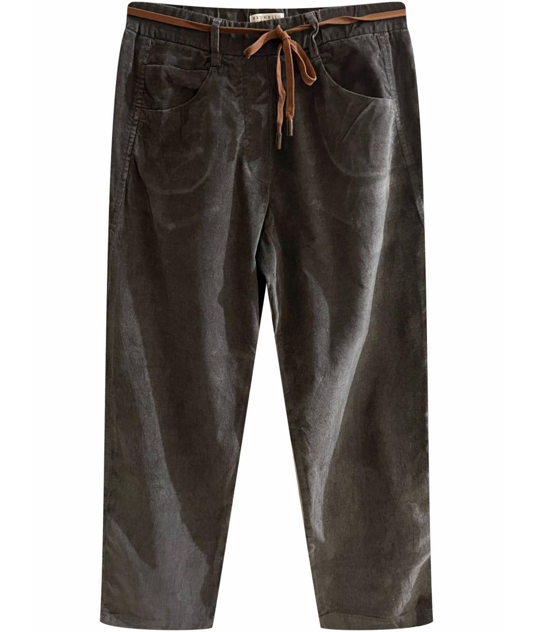 BRUNELLO CUCINELLI Антрацитовые хлопковые брюки широкие, фото 1