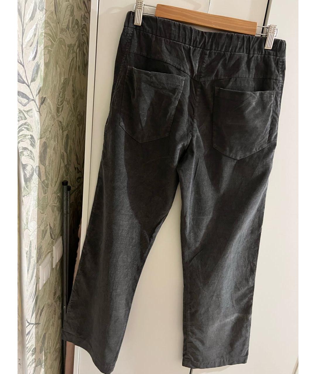 BRUNELLO CUCINELLI Антрацитовые хлопковые брюки широкие, фото 2