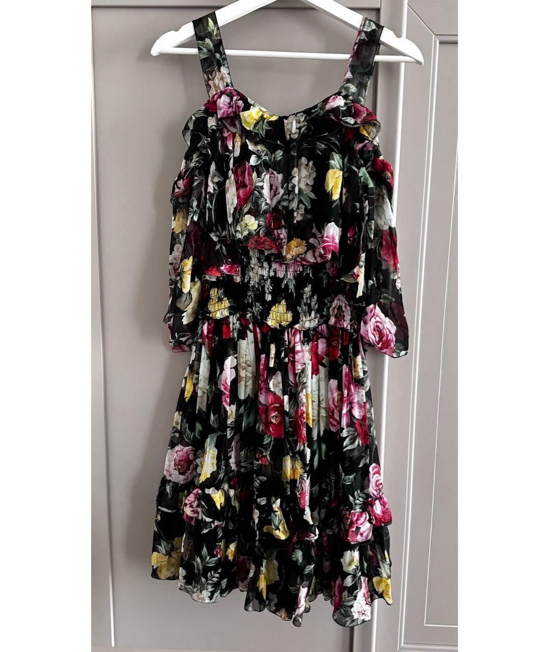 DOLCE&GABBANA Мульти шелковое коктейльное платье, фото 6