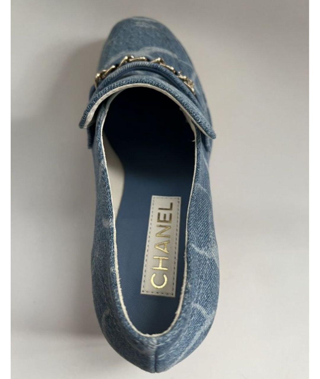 CHANEL Голубые текстильные туфли, фото 3