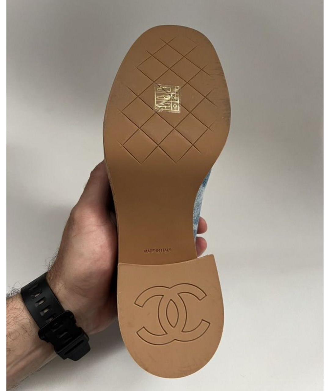 CHANEL Голубые текстильные туфли, фото 6
