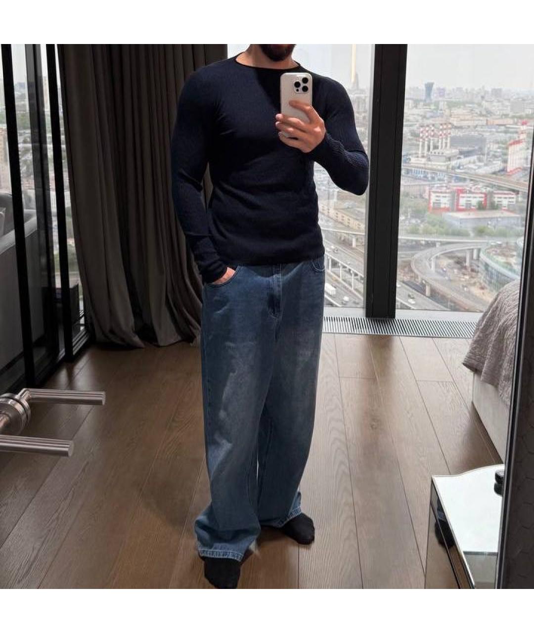 GIORGIO ARMANI Темно-синий кашемировый джемпер / свитер, фото 3