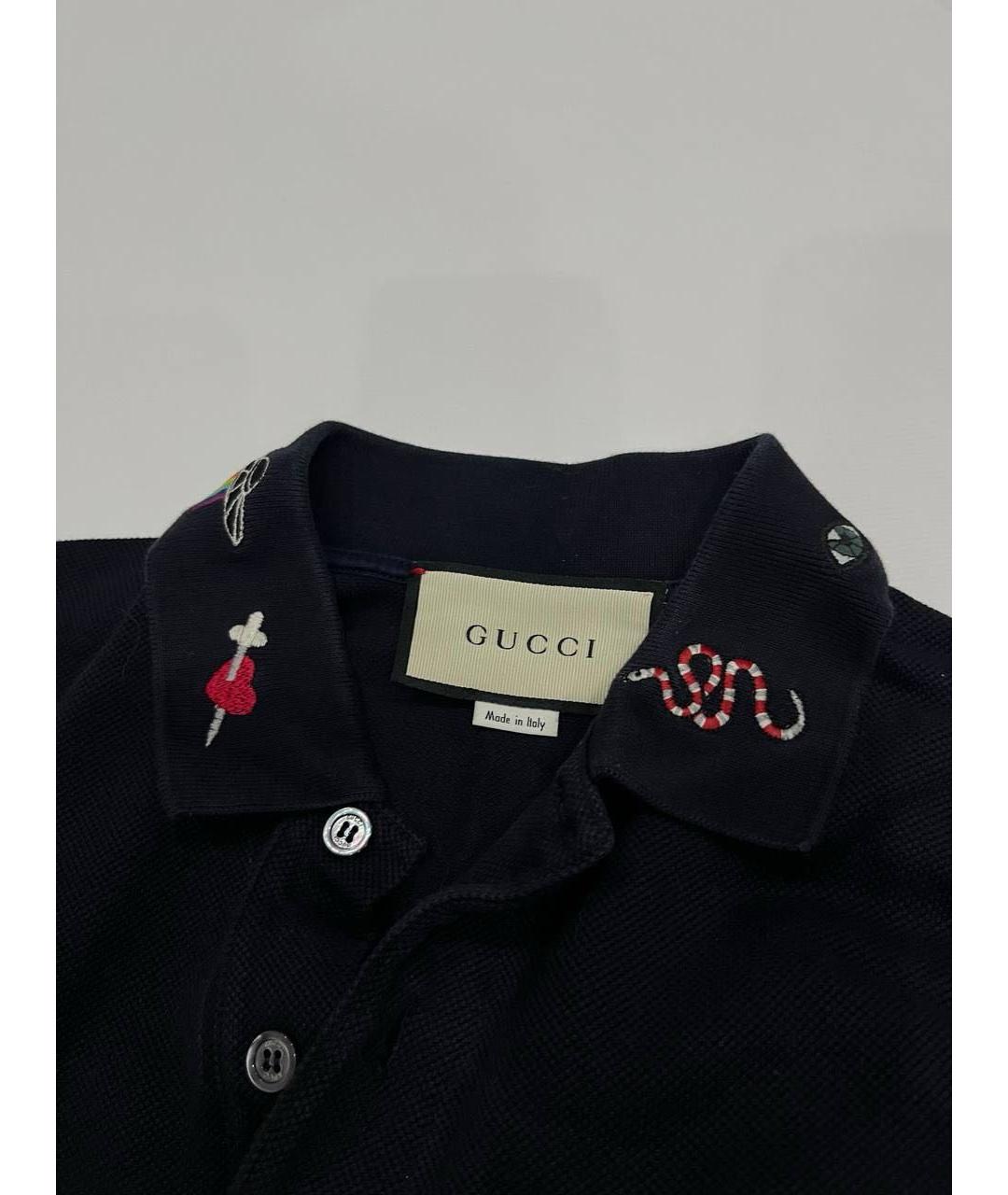 GUCCI Темно-синее поло с коротким рукавом, фото 3