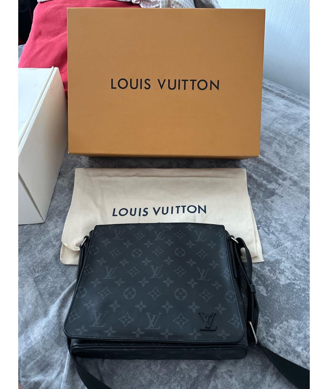 LOUIS VUITTON Черная кожаная сумка на плечо, фото 5