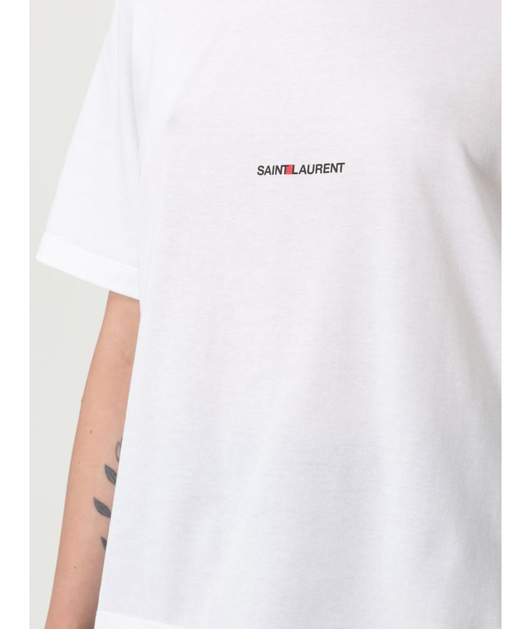 SAINT LAURENT Белая хлопковая футболка, фото 6