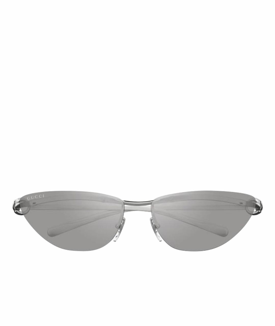 GUCCI Серебряные металлические солнцезащитные очки, фото 1