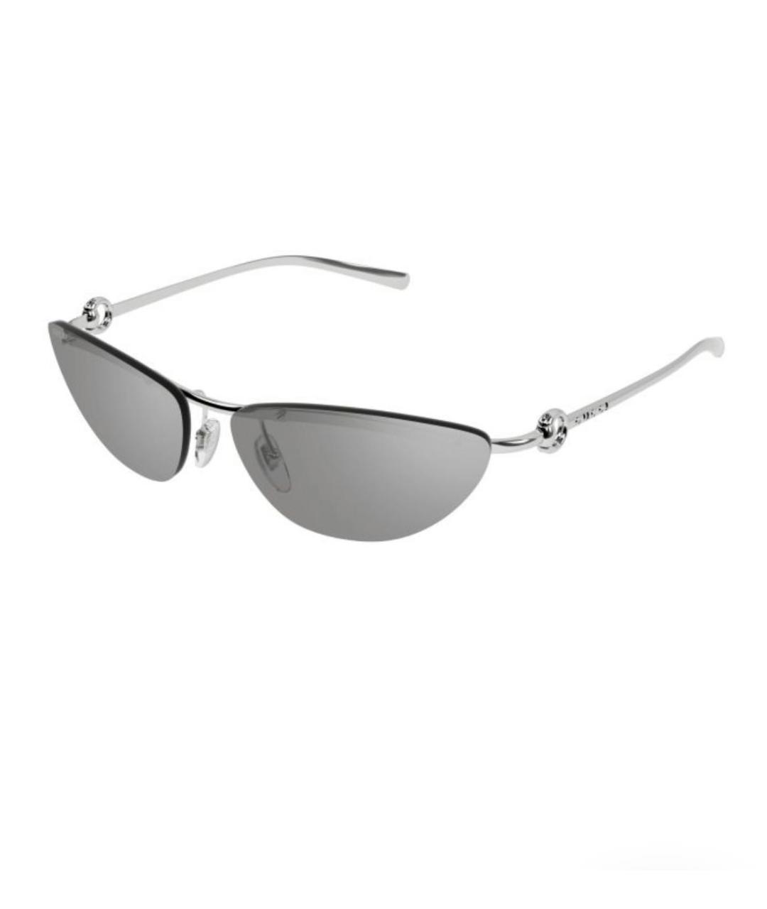GUCCI Серебряные металлические солнцезащитные очки, фото 2