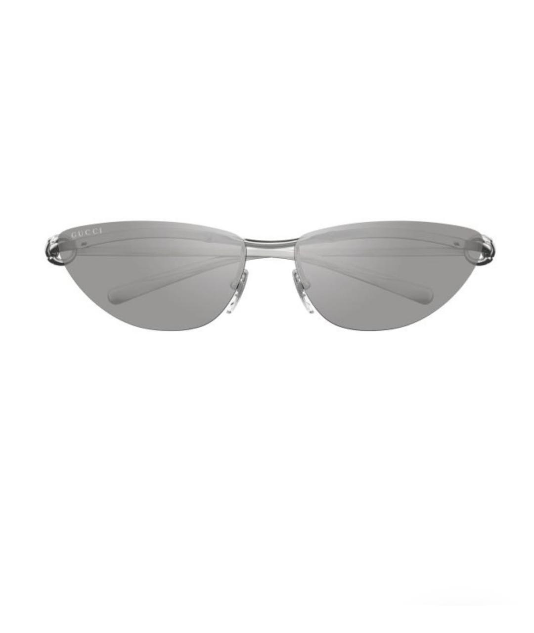 GUCCI Серебряные металлические солнцезащитные очки, фото 4