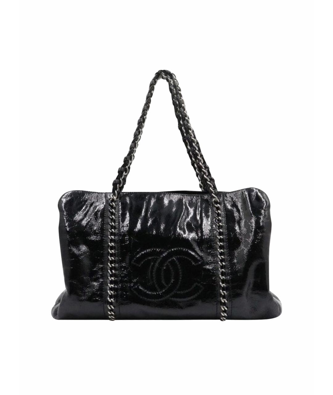 CHANEL Черная сумка тоут из лакированной кожи, фото 1