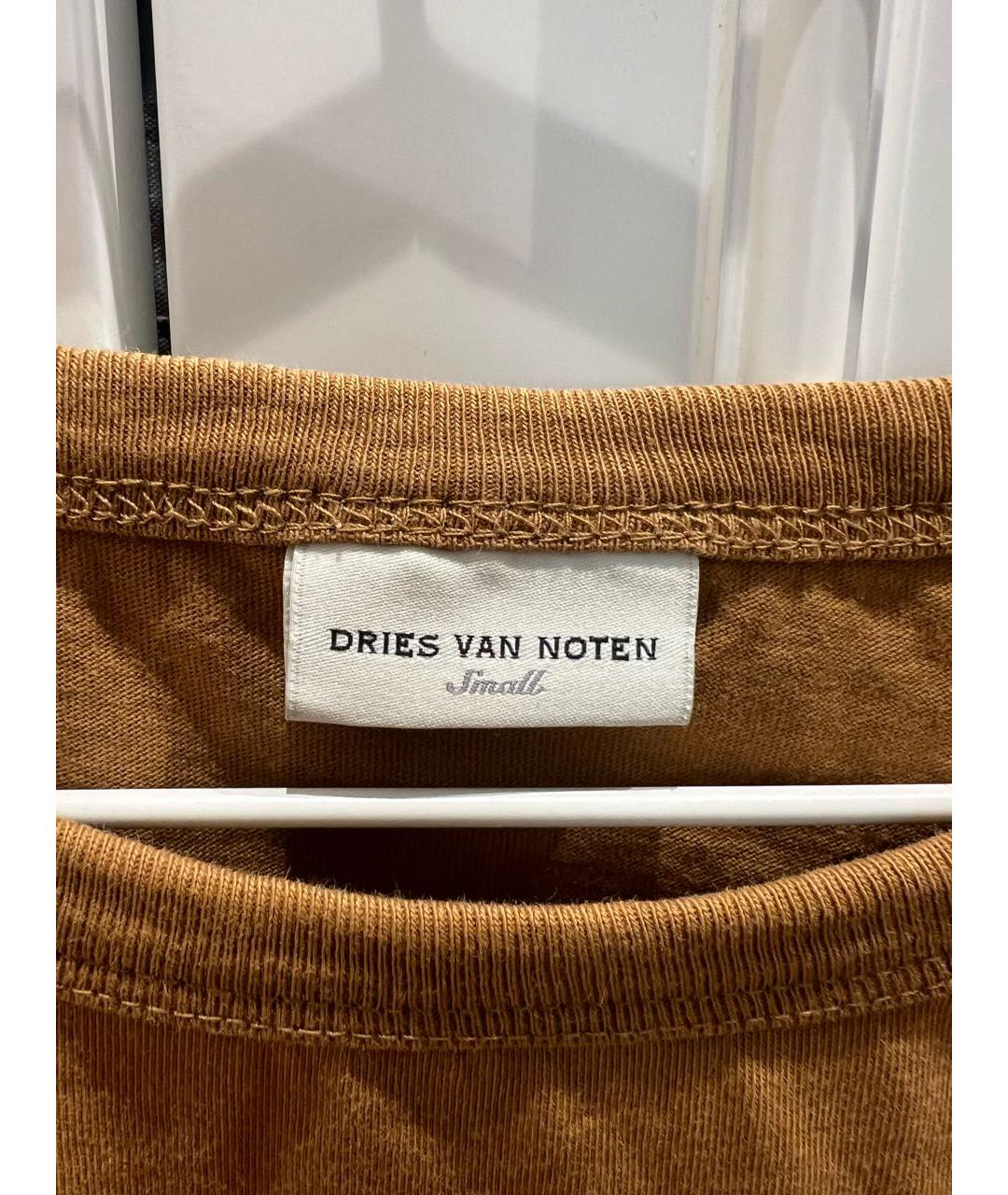 DRIES VAN NOTEN Горчичная хлопковая футболка, фото 3