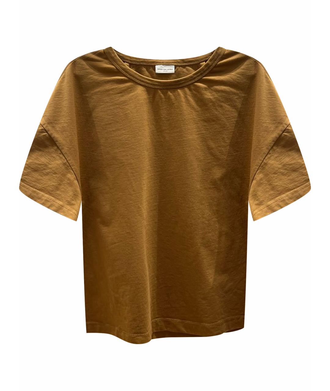 DRIES VAN NOTEN Горчичная хлопковая футболка, фото 1