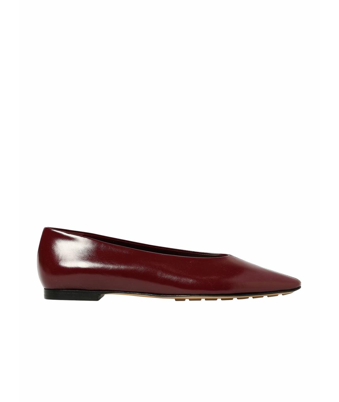 BOTTEGA VENETA Бордовые кожаные балетки, фото 1