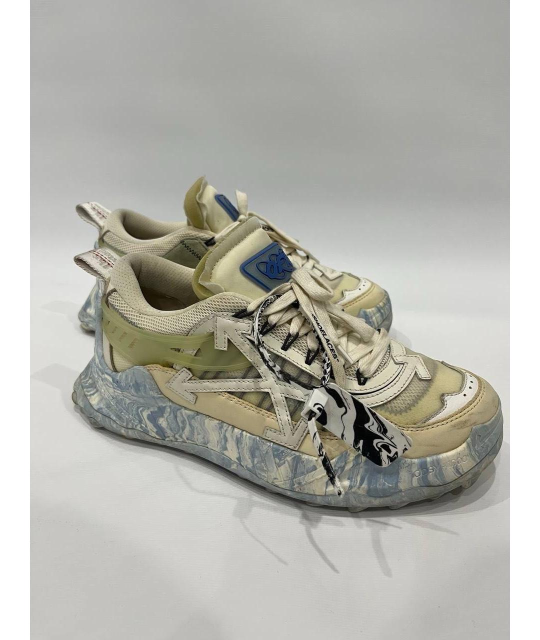 OFF-WHITE Бежевые высокие кроссовки / кеды, фото 4