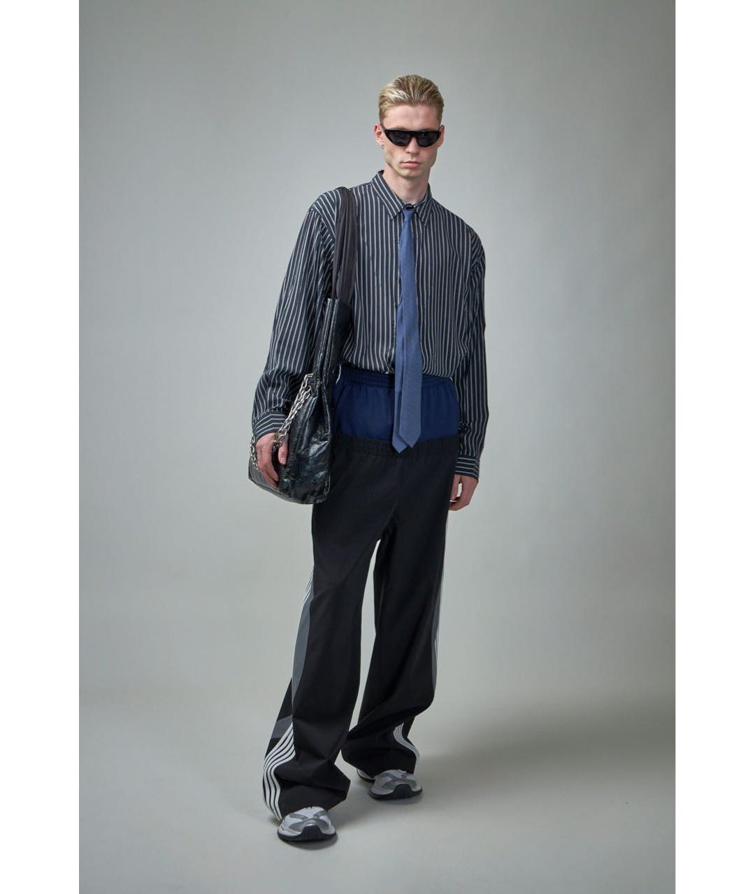 BALENCIAGA Черные полиэстеровые повседневные брюки, фото 2