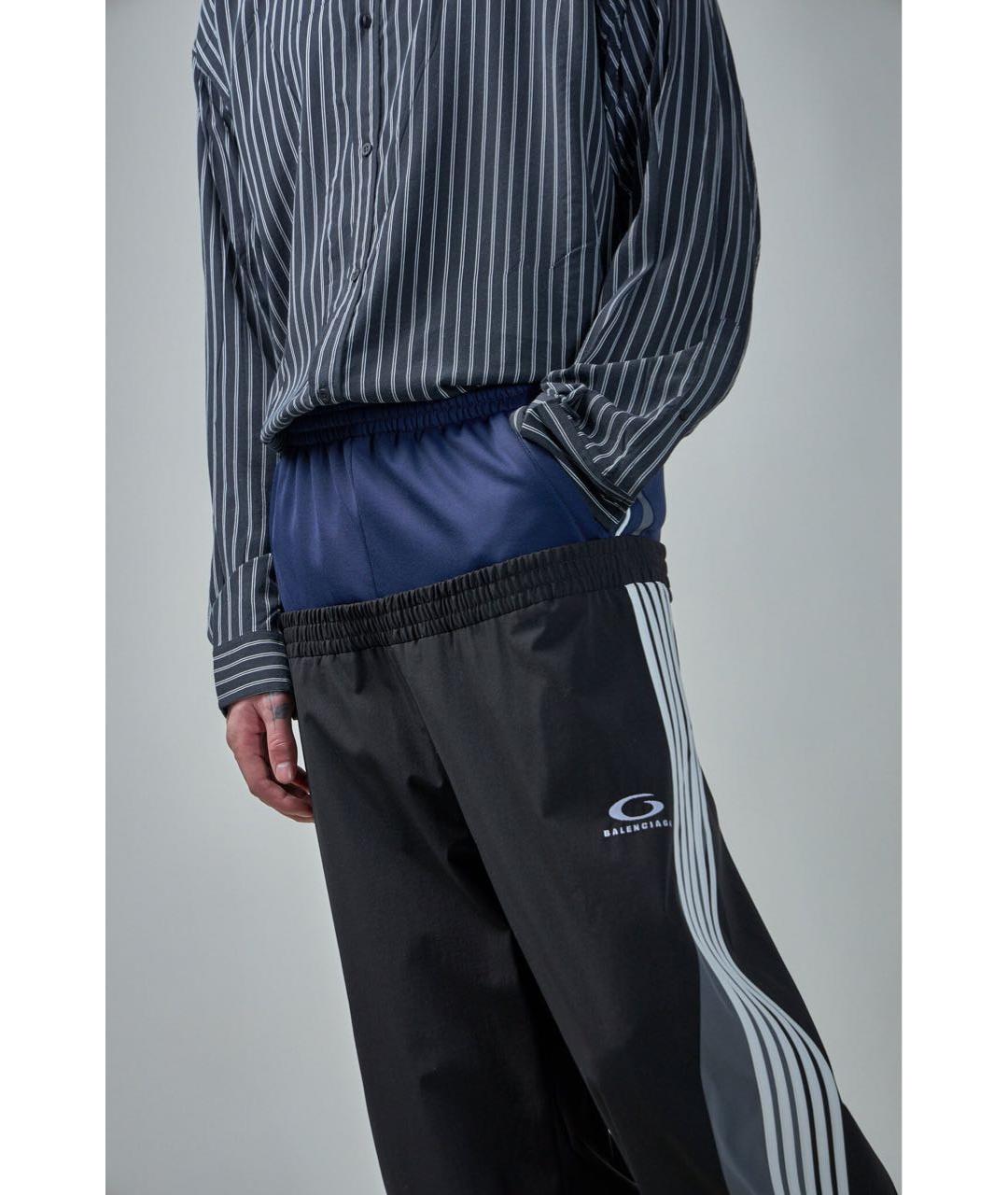 BALENCIAGA Черные полиэстеровые повседневные брюки, фото 3
