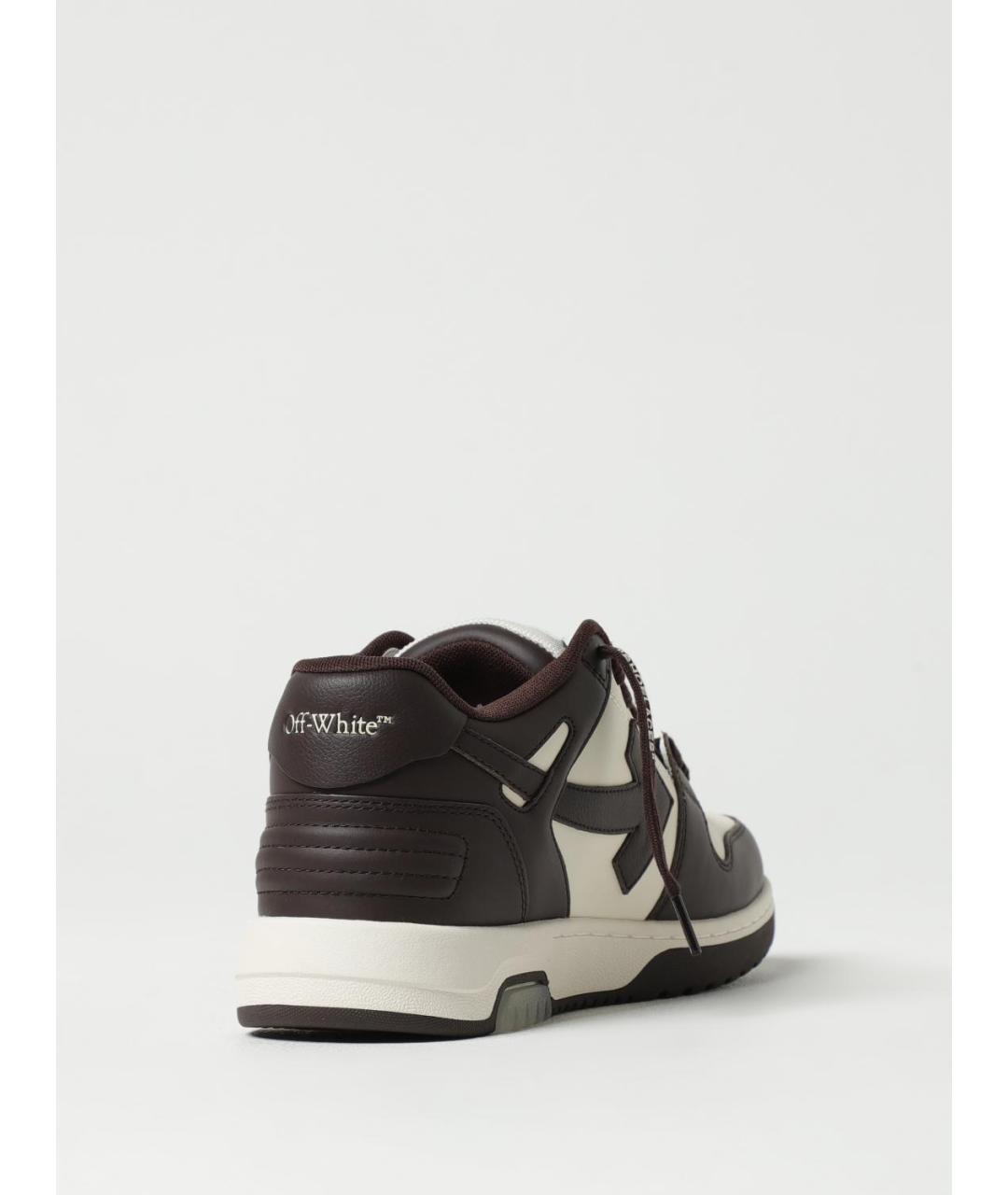 OFF-WHITE Коричневые кожаные высокие кроссовки / кеды, фото 3
