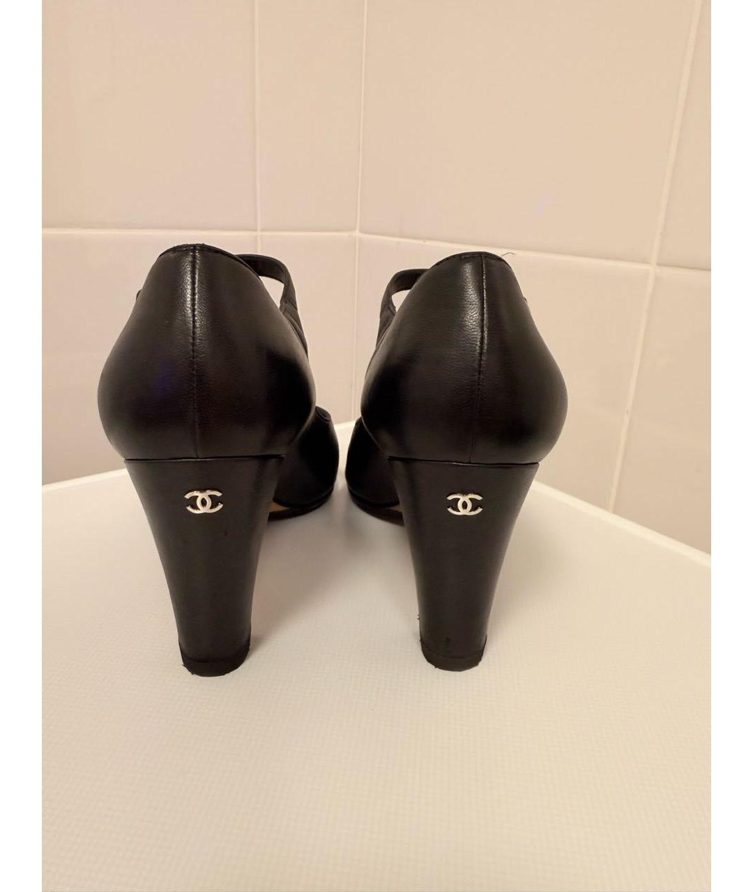 CHANEL Черные кожаные босоножки, фото 2