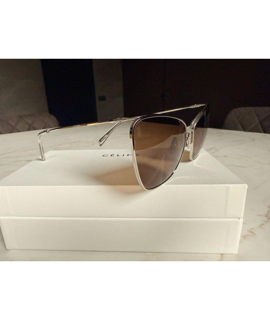CELINE Серебряные металлические солнцезащитные очки, фото 2