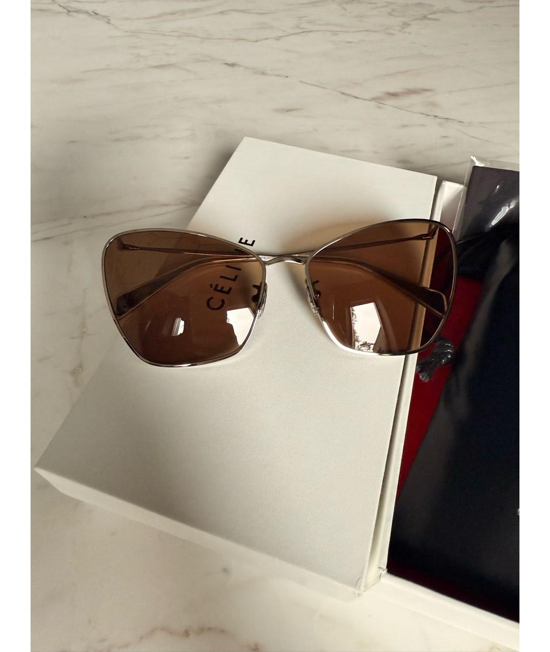 CELINE Серебряные металлические солнцезащитные очки, фото 5