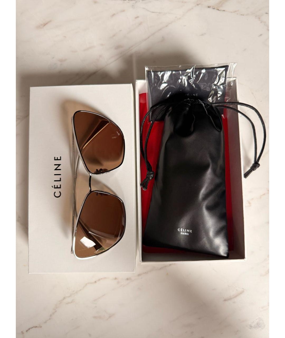 CELINE Серебряные металлические солнцезащитные очки, фото 6